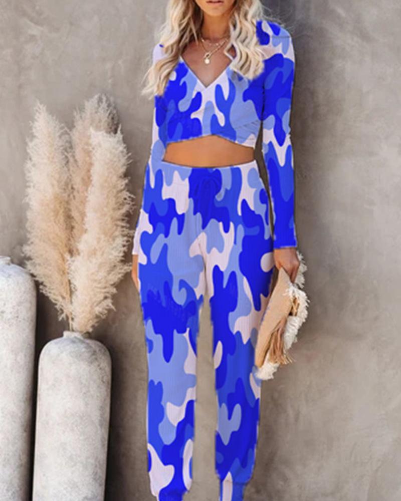

Tie-dye Long Sleeve Suit Sets, Blue