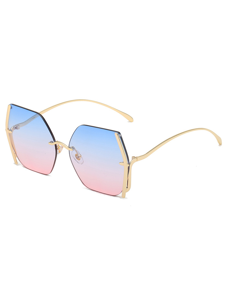 

1Pair Ombre Lens Irregular Rimless Fashion Sunglasses, Pink