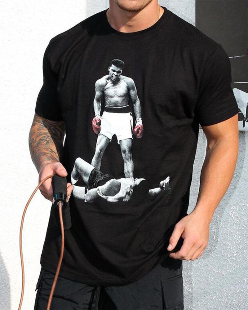 

3D Print Figure Short Sleeve Loose T-shirts, Black