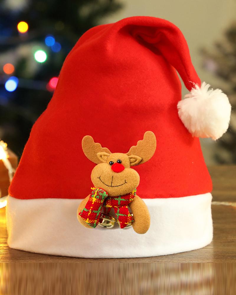 

Cartoon Bear Pattern Pom Pom Christmas Hat, Style4
