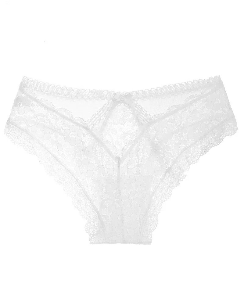 

Crochet Lace Crisscross Bowknot Back Panty, White