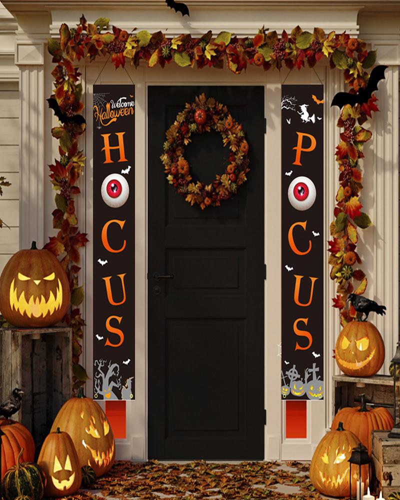 

Halloween Door Decorations Hocus Pocus Door Cover Large Halloween Party Decorations Sign for Front Door, Porch Decorations, Halloween Party Supplies Indoor Outdoor, Black