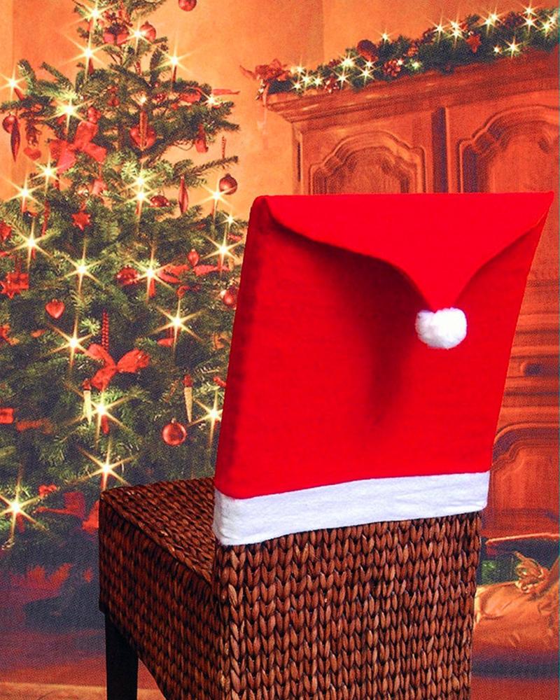 

6PCS Christmas Dining Chair Covers Dinner Chair Slipcovers Christmas Chair Seat Back Covers Protector Holidays Home Party Decoration, Red