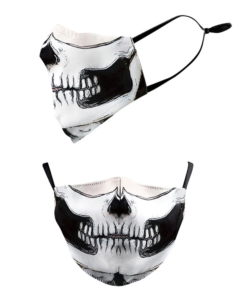 

Halloween Skull Graphic Print Dustproof Face Mask, White