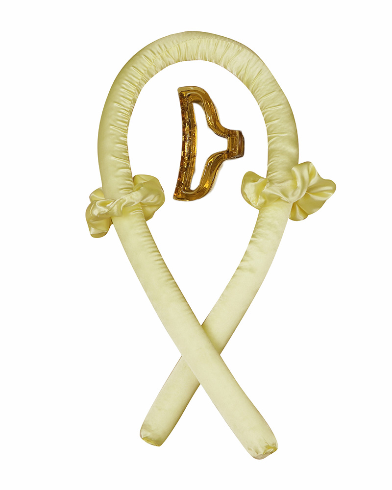 

Heatless Curling Rod Headband Overnight Hair Curler For Long Hair Waves With Hair Claw, Yellow