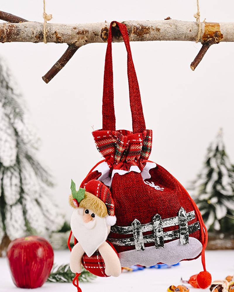 

1pc Christmas Plaid Drawstring Gift Bag Mini Candy Bag Kids Gift Treat Sack Favors Bag Christmas Holiday Party Decoration, Style1