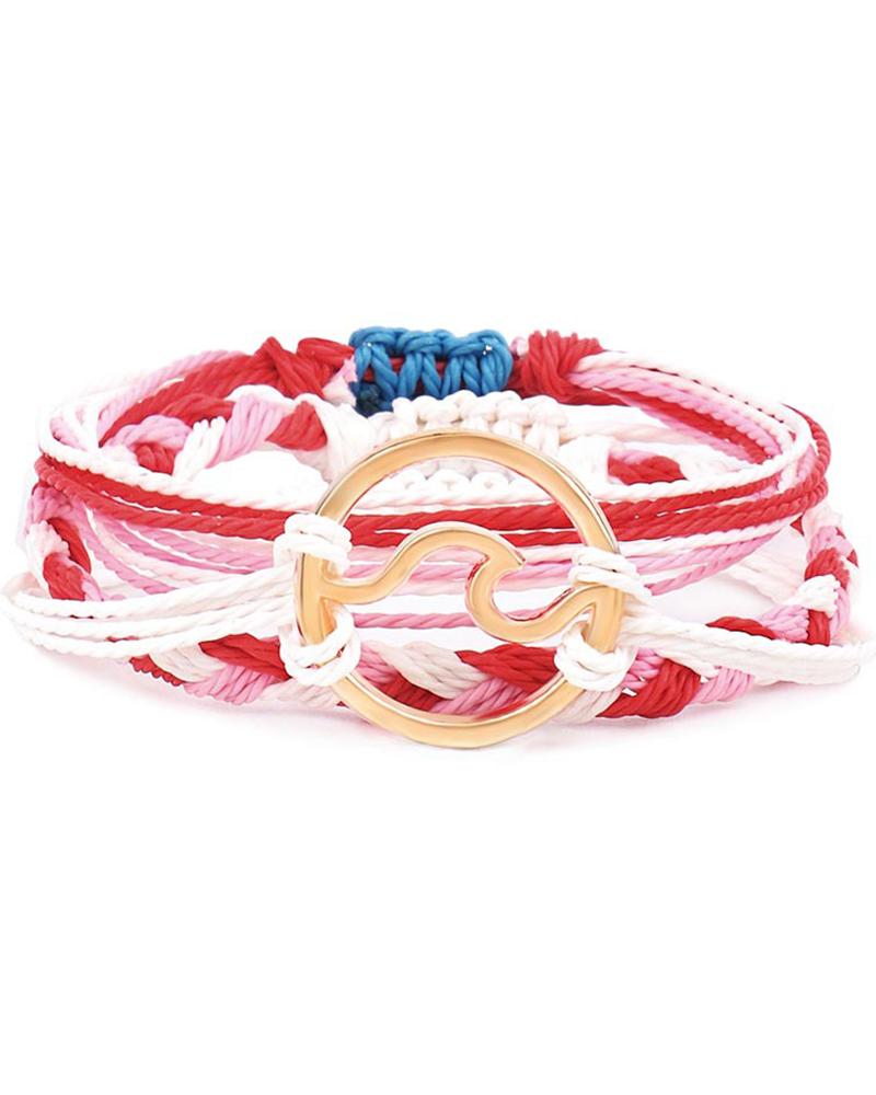 

3pcs Bohemian Colorblock Braided Bracelets Set, Red