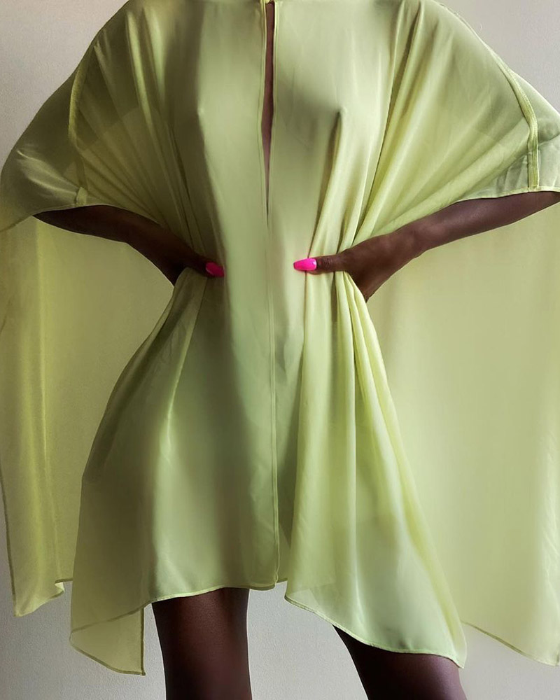

Half Sleeve Plain Multiple Cape, Light yellow