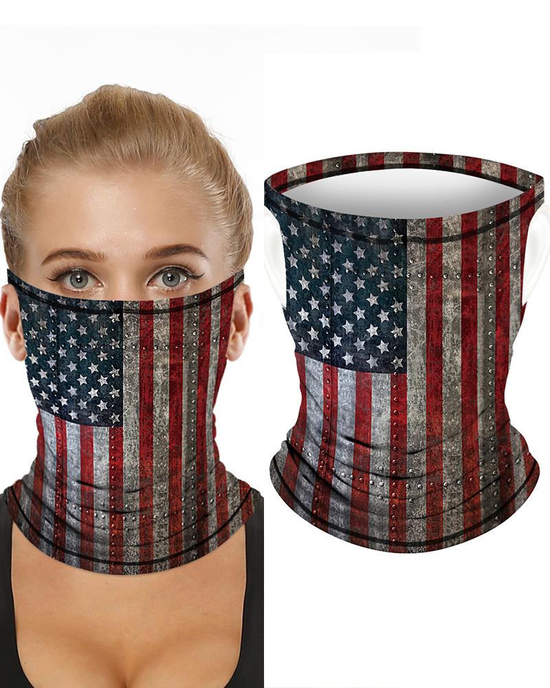 

Flag Print Breathable Ear Loop Face Bandana Headwrap, Red