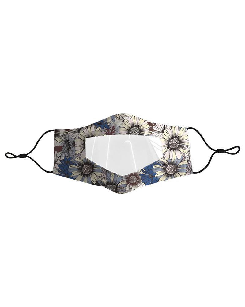 

Floral Print Visible Face Mask, White