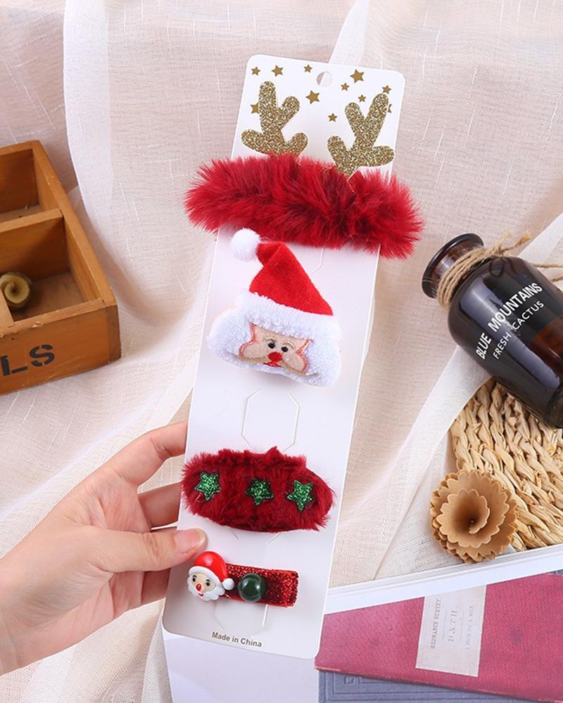 

Christmas Fuzzy Tree Hat Elk Brooches Hair Clip, Style1