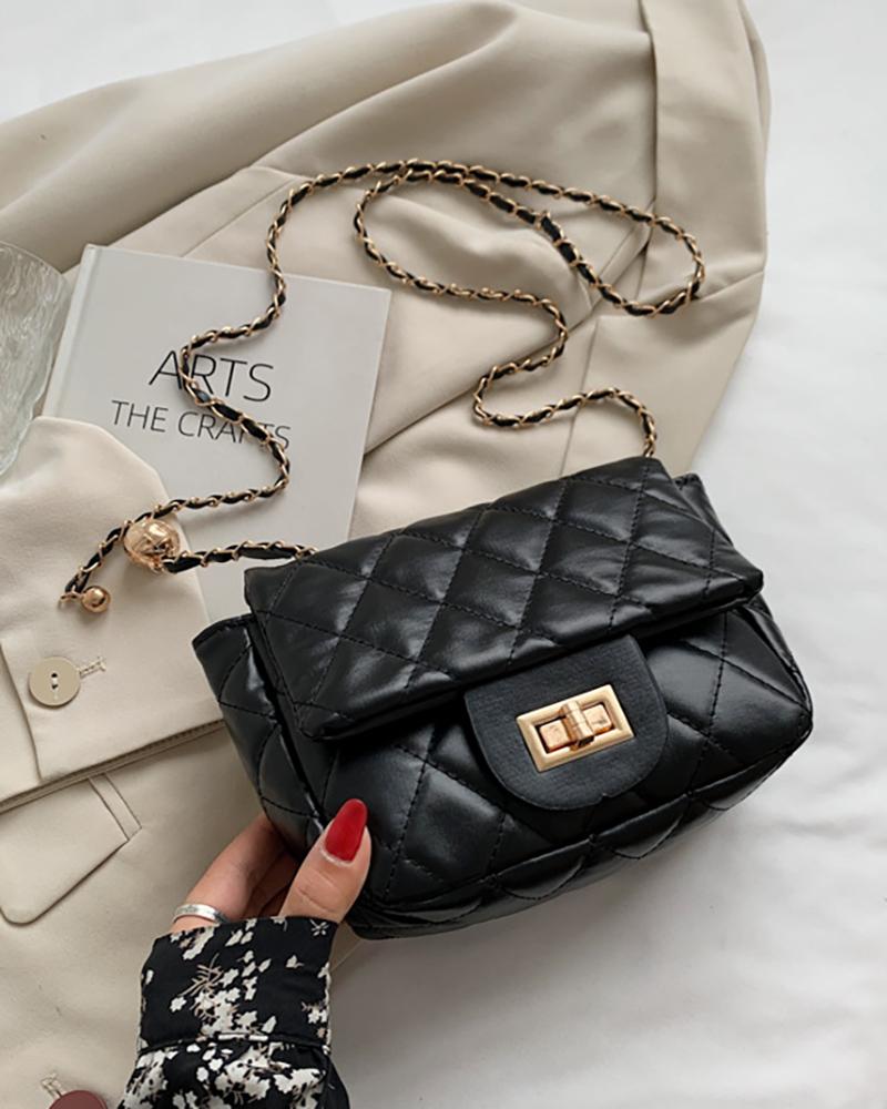 

Quilted Twist Lock Crossbody Bag, Black