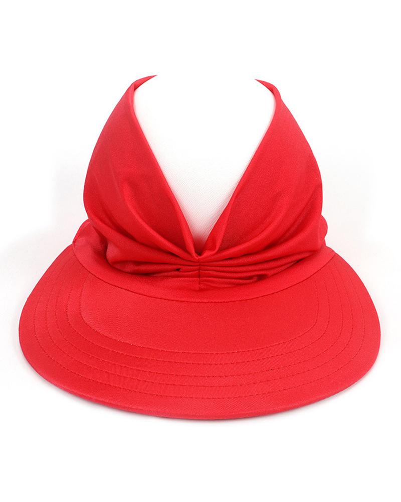

Beach Sunhat UV Protection Anti-UV Ponytail Beach Cap Visor Hat, Red