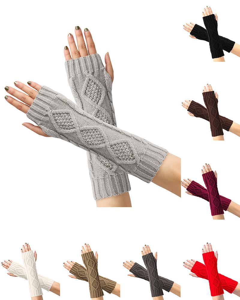 

1Pair Knit Fingerless Gloves, Light gray