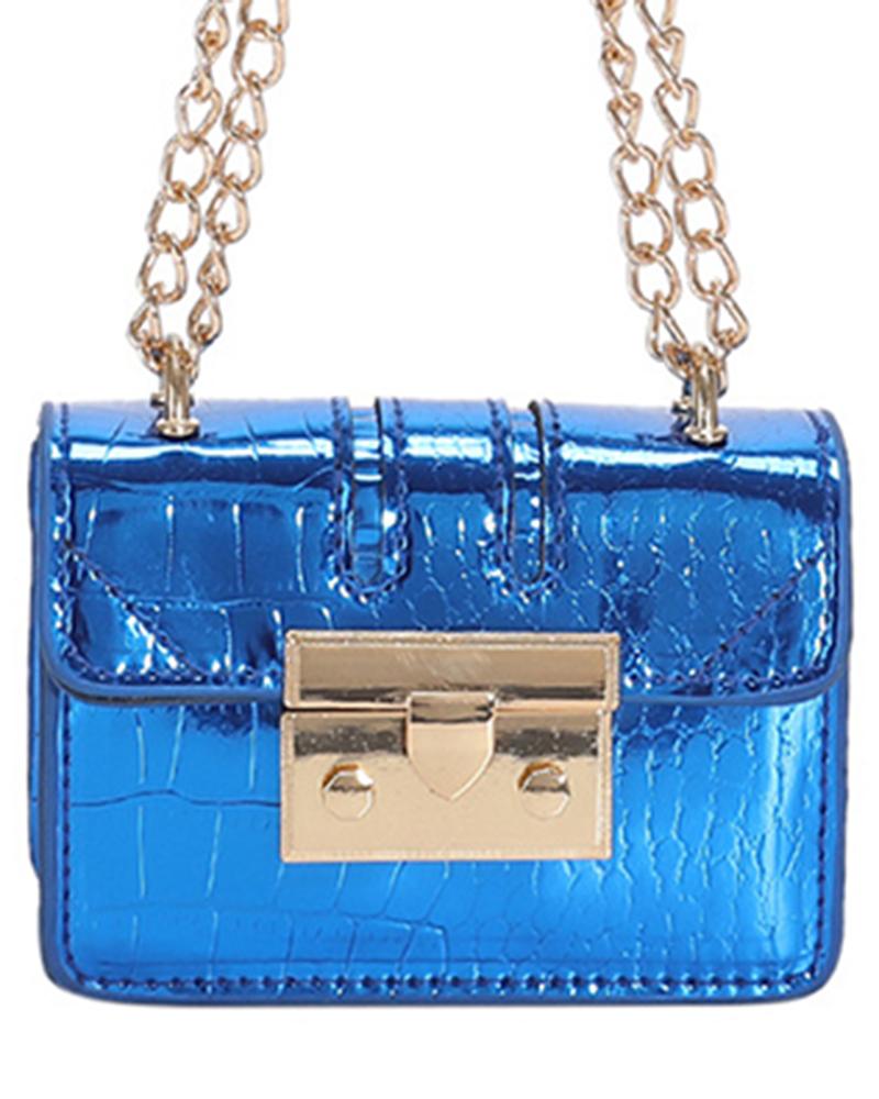 

Chain Strap Mini Square Crossbody Bag, Dark blue
