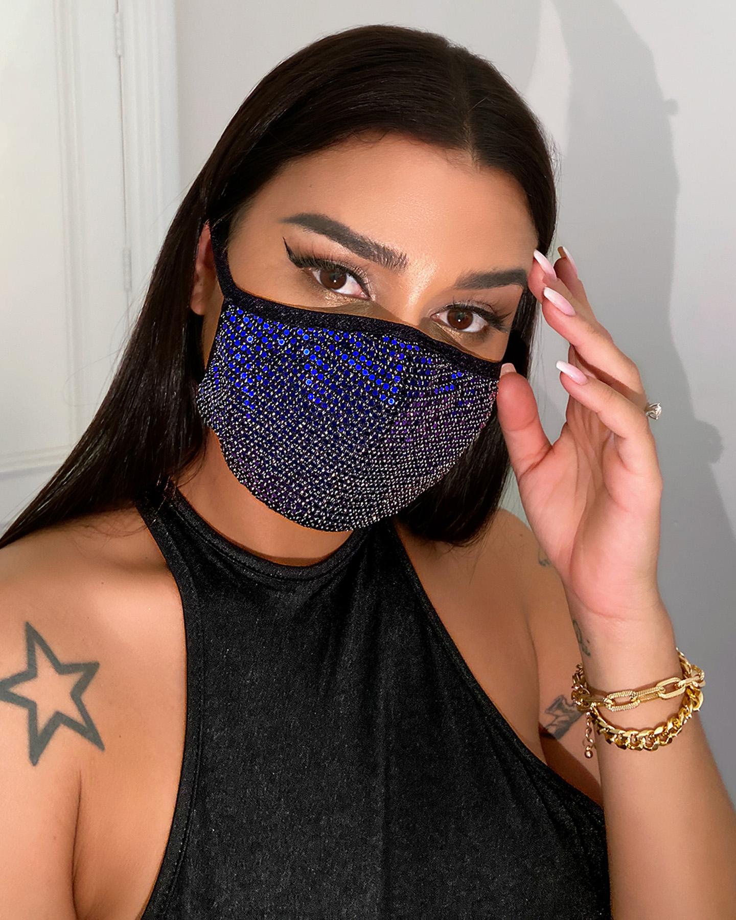 

Sequins Glitter Breathable Ear Loop Mouth Mask Reusable, Blue