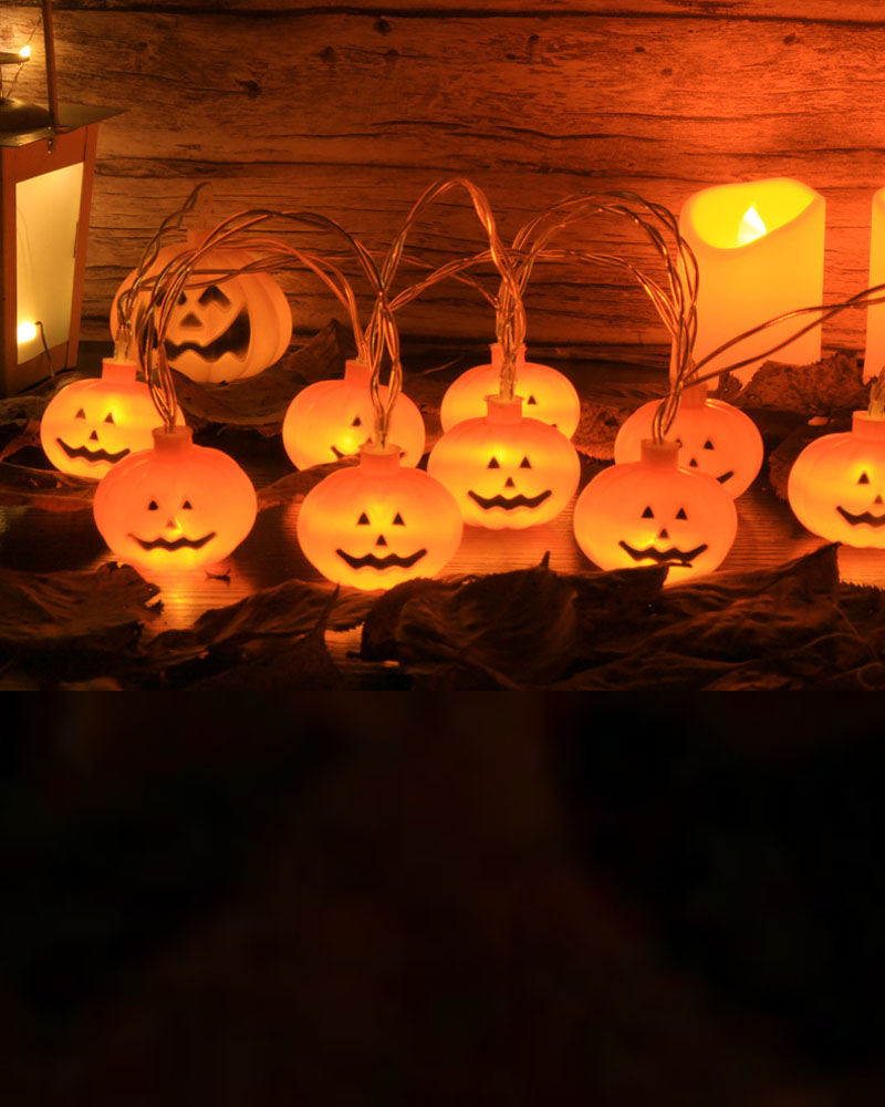 

Halloween LED String Lights With 20PCS Pumpkin Bulb Battery Operated Spooky Halloween Garden Yard Outside Decoration, Style1