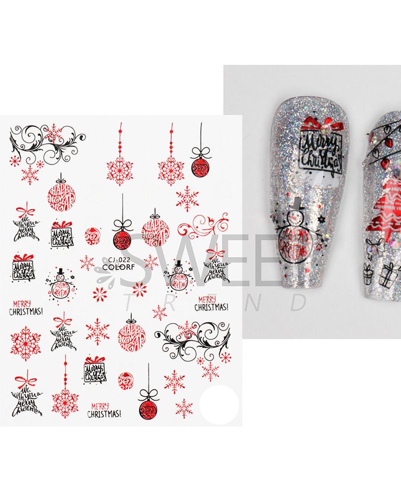 

1 Sheet 3D Christmas Gift Snowflake Santa Nail Art Stickers, Style4