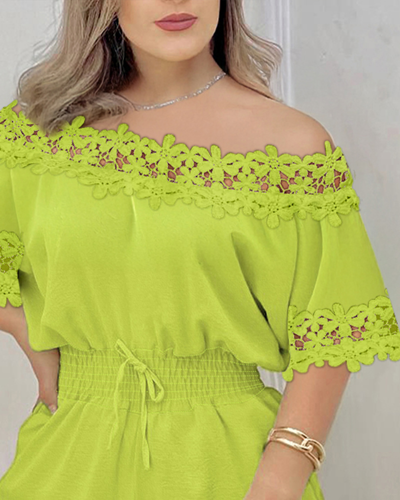 my closet / OFF SHOULDER LACE LIKE ROMPERS SBK