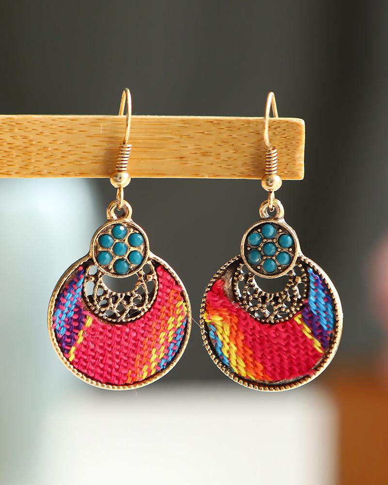 

1Pair Rhinestone Decor Hollow Out Drop Earrings, Blue