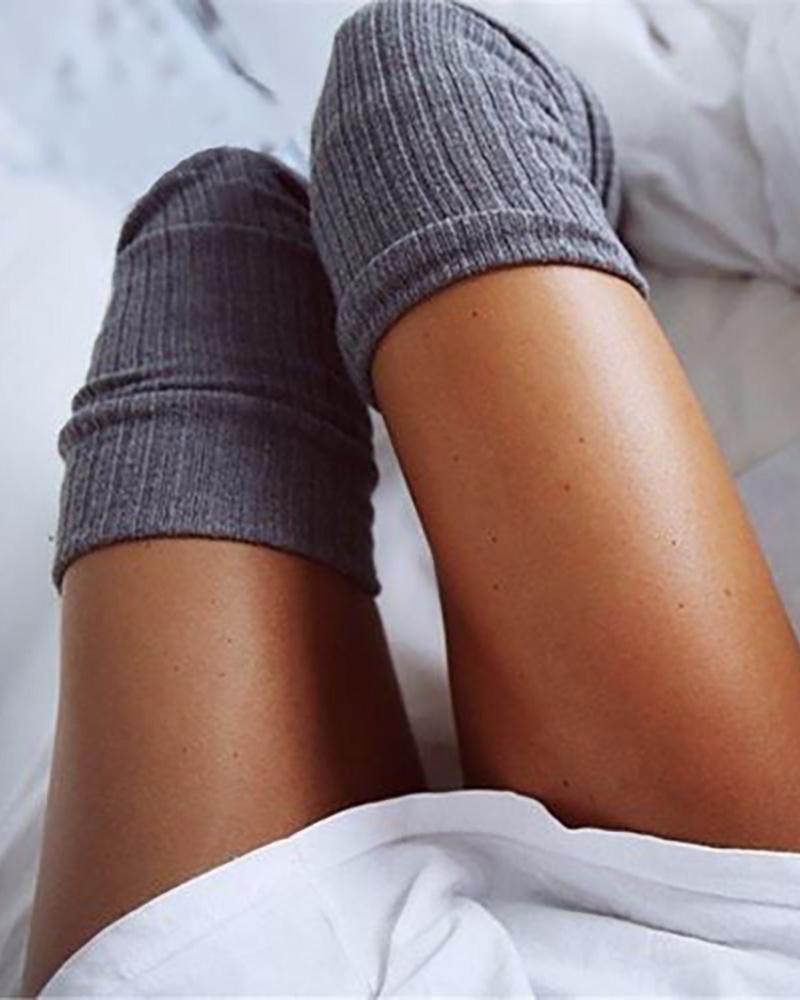 

Plain Over The Knee Socks, Gray