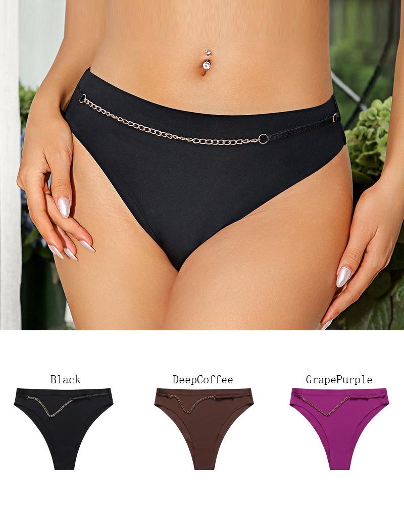 

Chain Decor Seamless Breathable Panty, Black