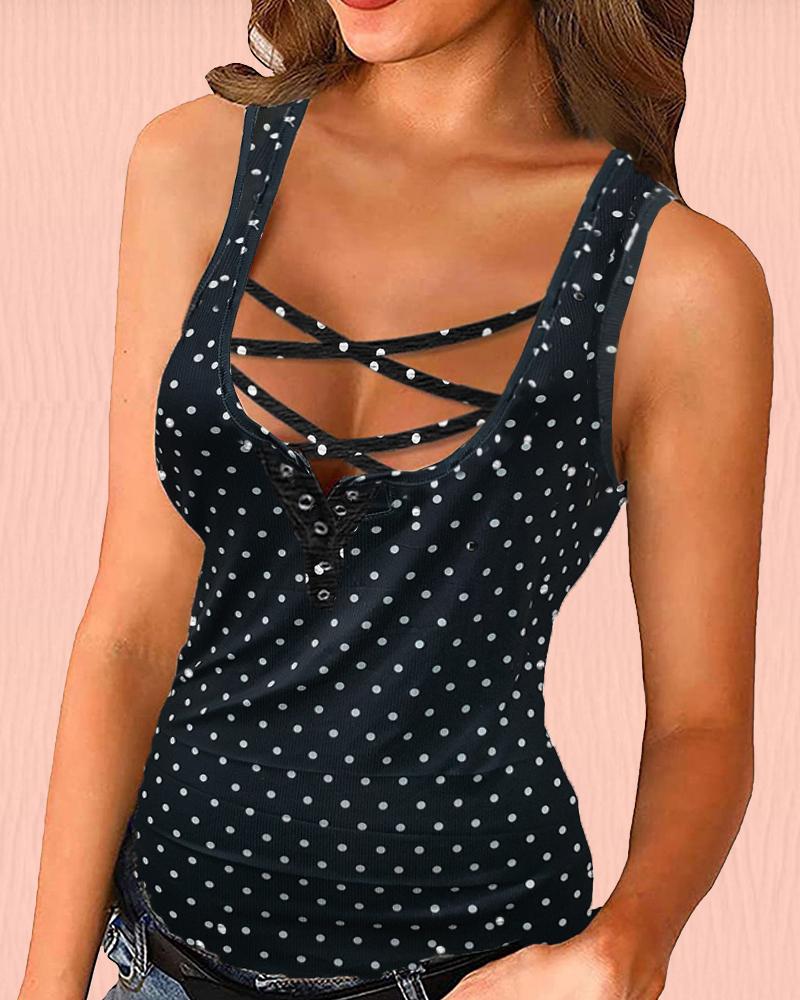 

Spaghetti Strap Star Print Mini Tank, Style2