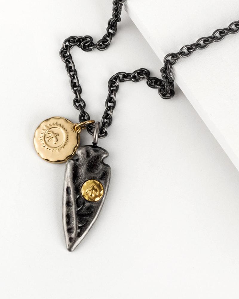 

Titanium steel Shield Pattern Pendant Necklace, Black