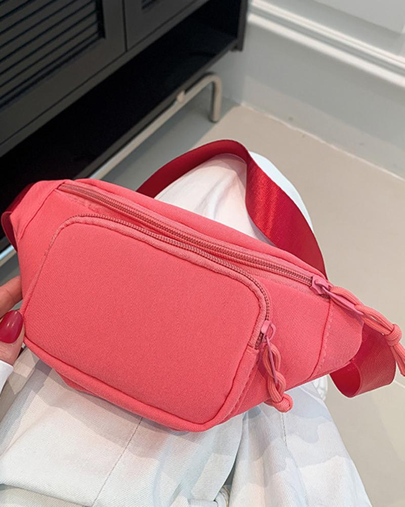 

Zipper Design Trendy Crossbody Shoulder Bag, Red