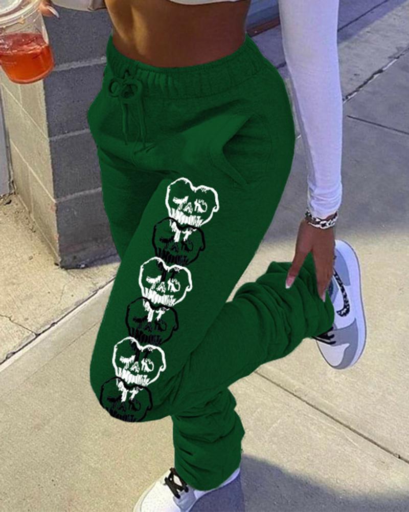 

Valentine's Day Funny Heart Print Pants, Green