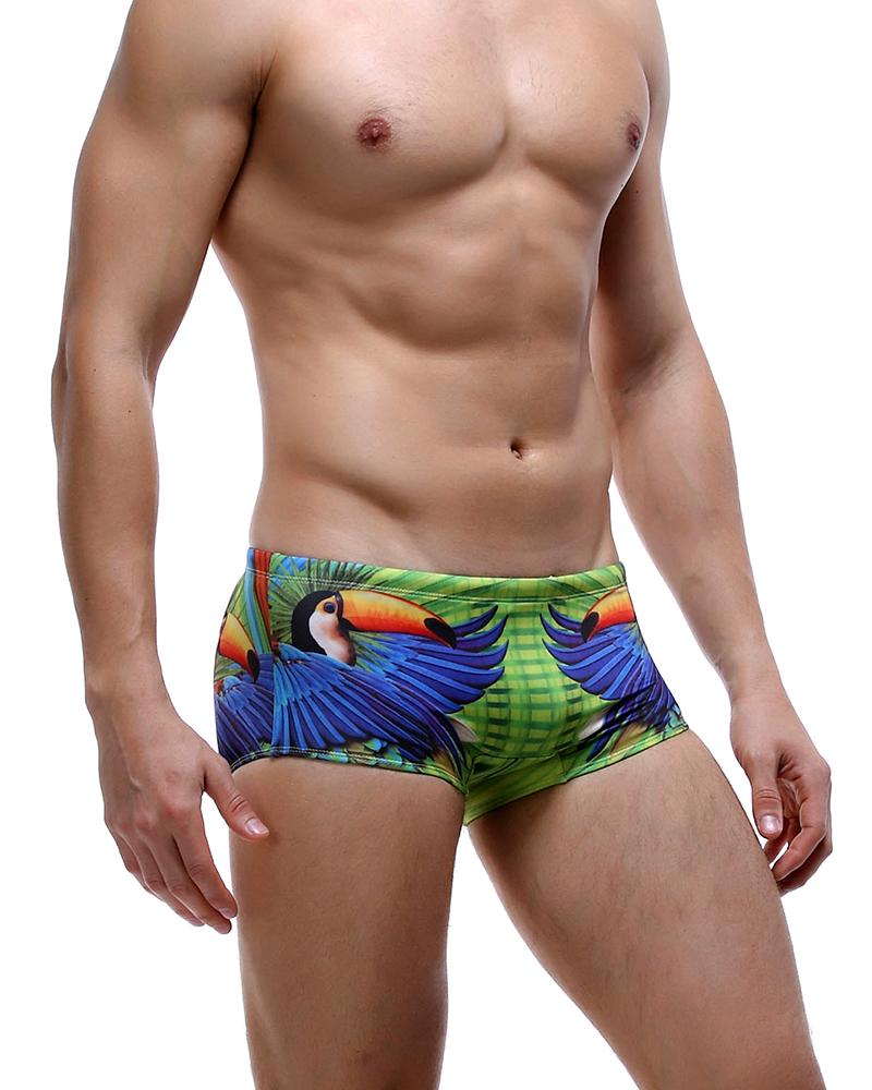 

Colorblock Patterns Print Skinny Panties Briefs Swimwear, Green