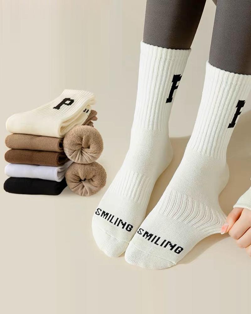 

1Pair Letter Print Socks, White