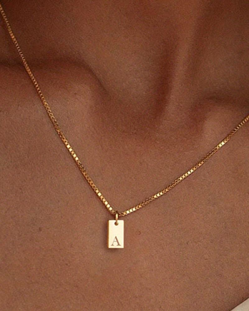 

1pc Alphabet Letter Engraved Pendent Necklace, Style1