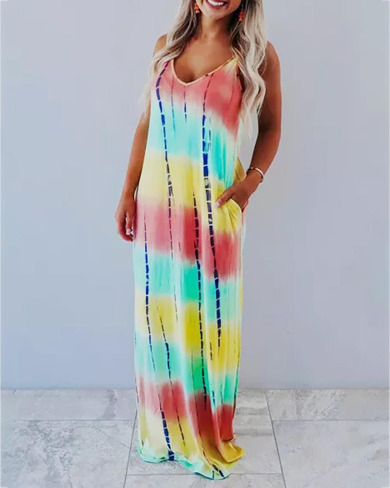 

Tie Dye Print Spaghetti Strap Casual Dress, Multicolor