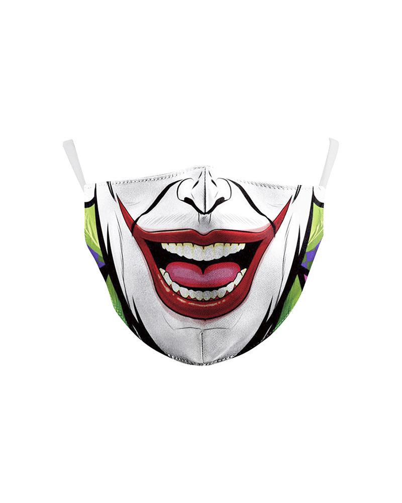

Mouth Skull Print Colorblock Breathable Face Mask, Green