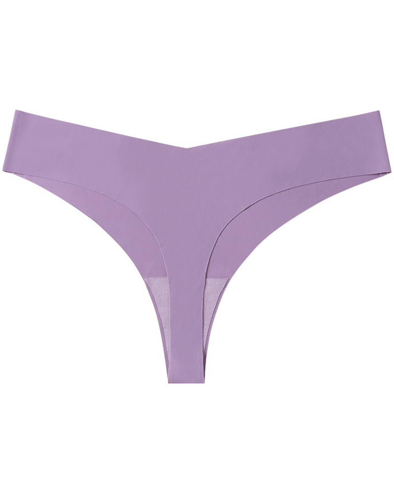 

Low Waist Skinny Solid Color Seamless Panties, Purple