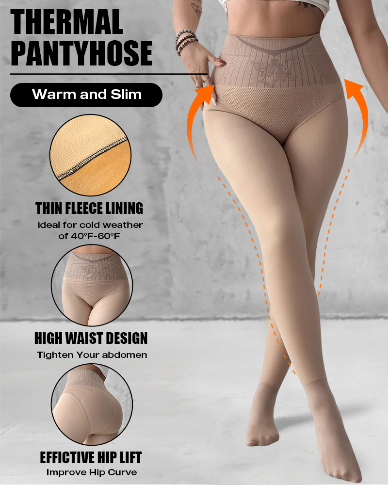 

ChicMe ShapeLift Transparente Levantamento de Bumbum Apertado Forro de Lã Controle de Barriga Cintura Alta Grossa Elasticidade Meia-calça Térmica Leggings Quentes, Nude