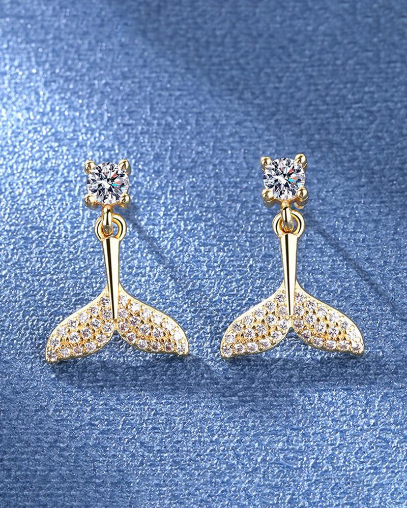 

Mermaid Tail Rhinestone Drop Earrings, Silver