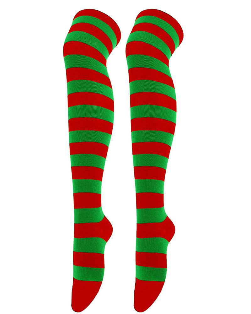 

Halloween Striped Cosplay Stockings, Green