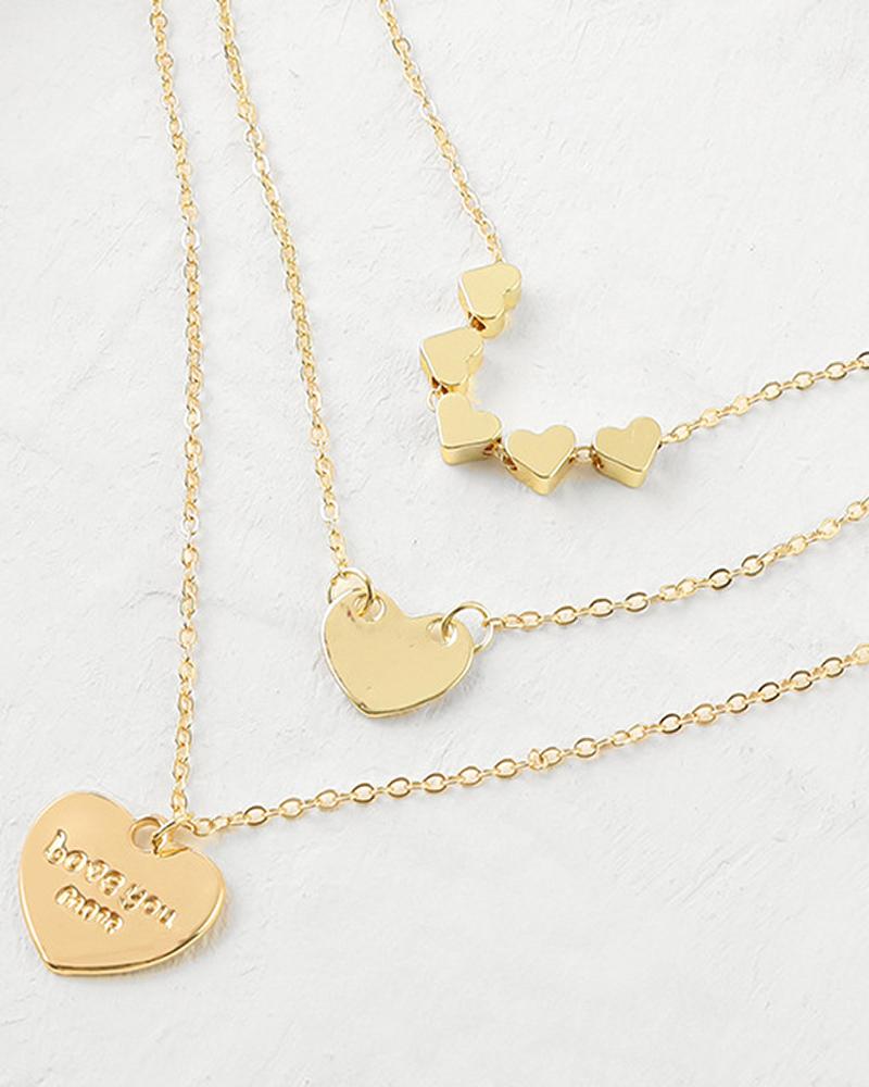 

1pcs Heart Pendant Beaded Chain Necklace, Style2