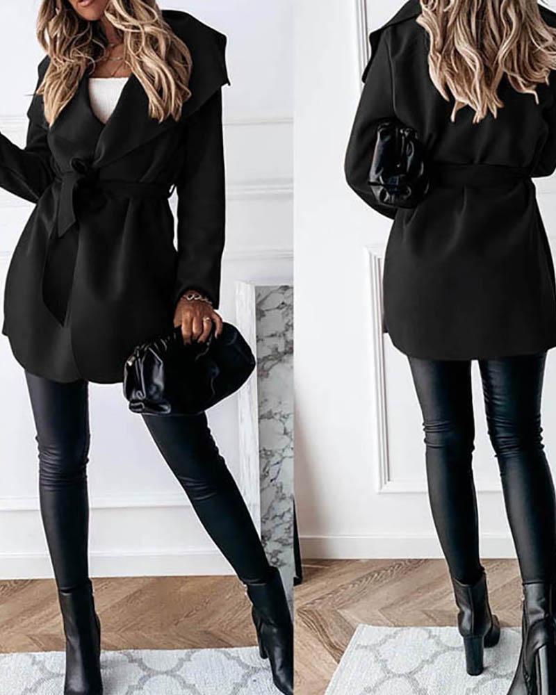 

Long Sleeve Solid Casual Cardigan, Black