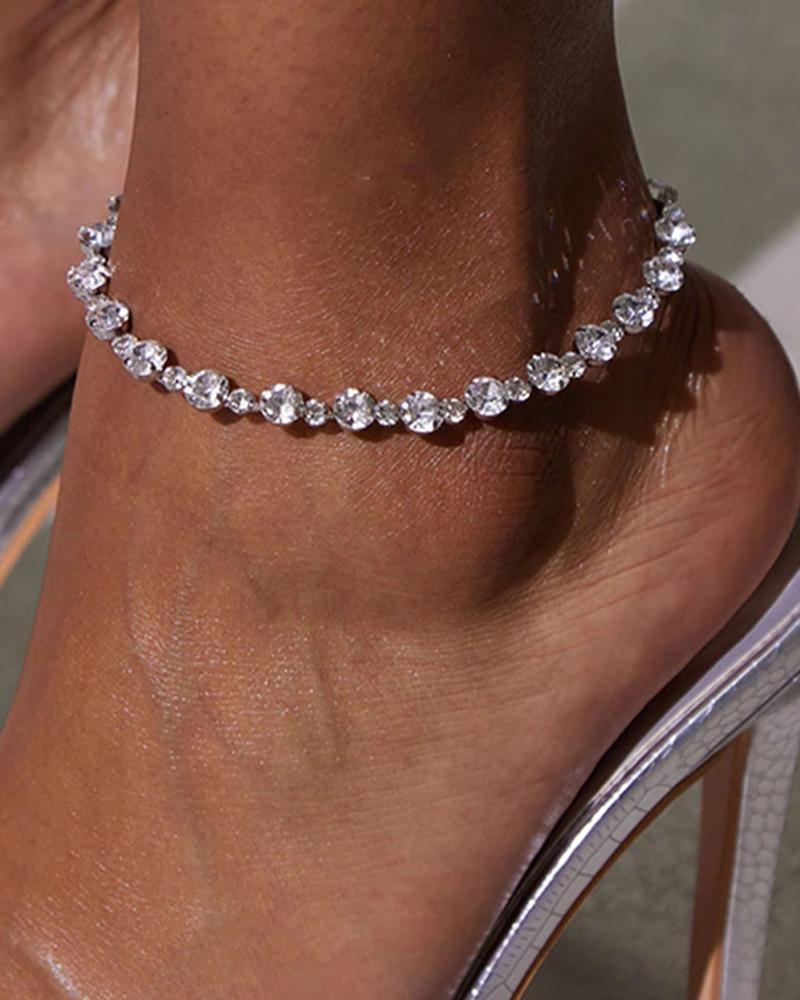 

1pc Rhinestone Wedding Guest Gift Fashion Jewelry Anklet, Silver