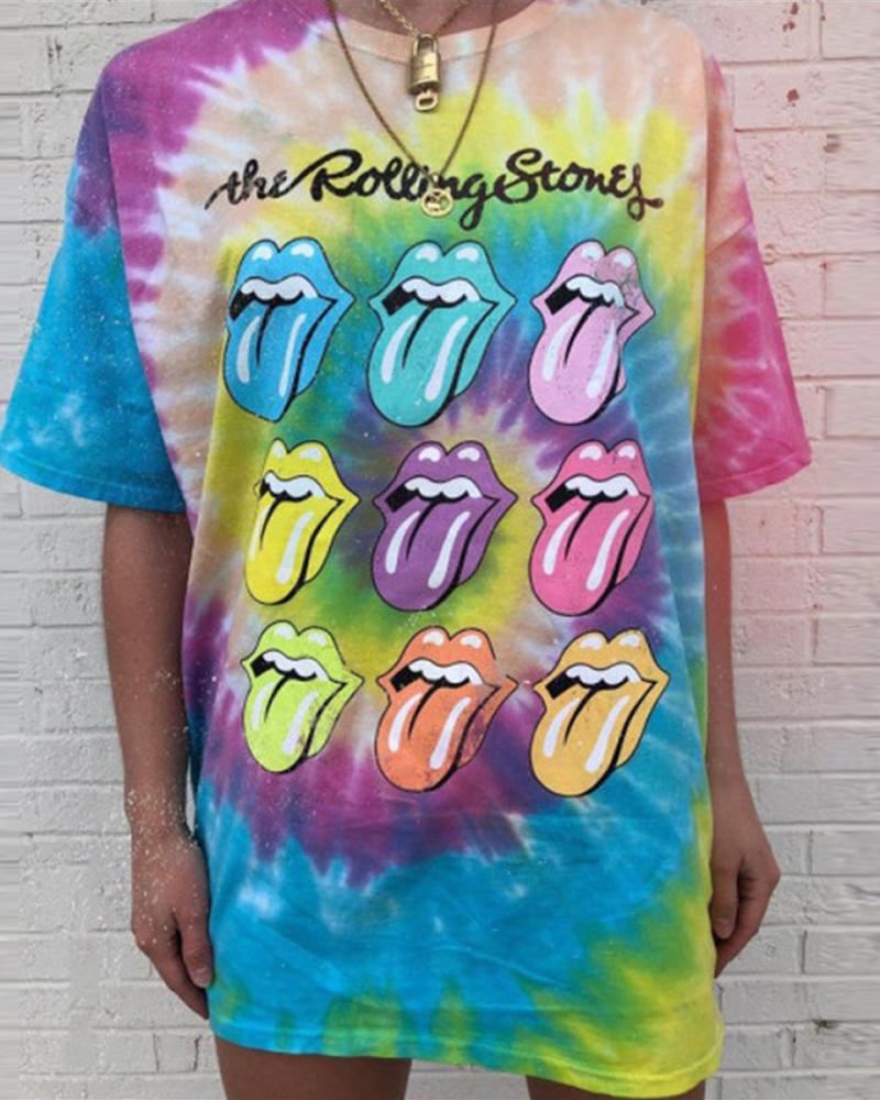 

Multicolor Print Plus Size T-shirt