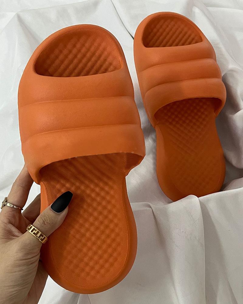 

Plain Round Toe Casual Slippers, Orange