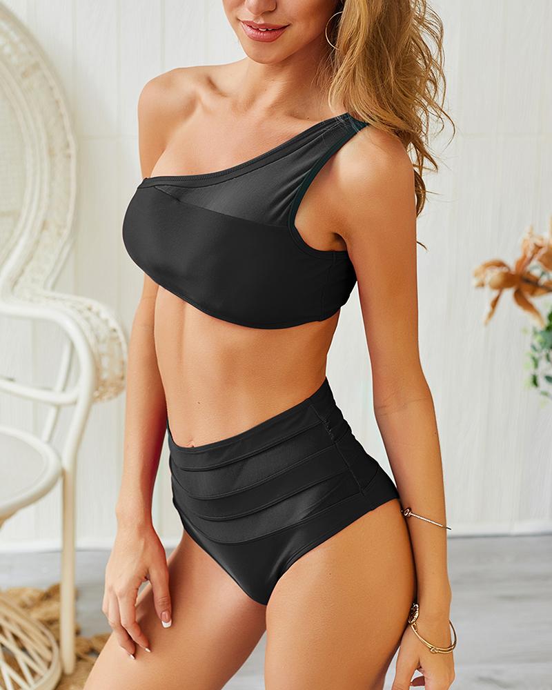 

One Shoulder High Waist Swimsuit, Black