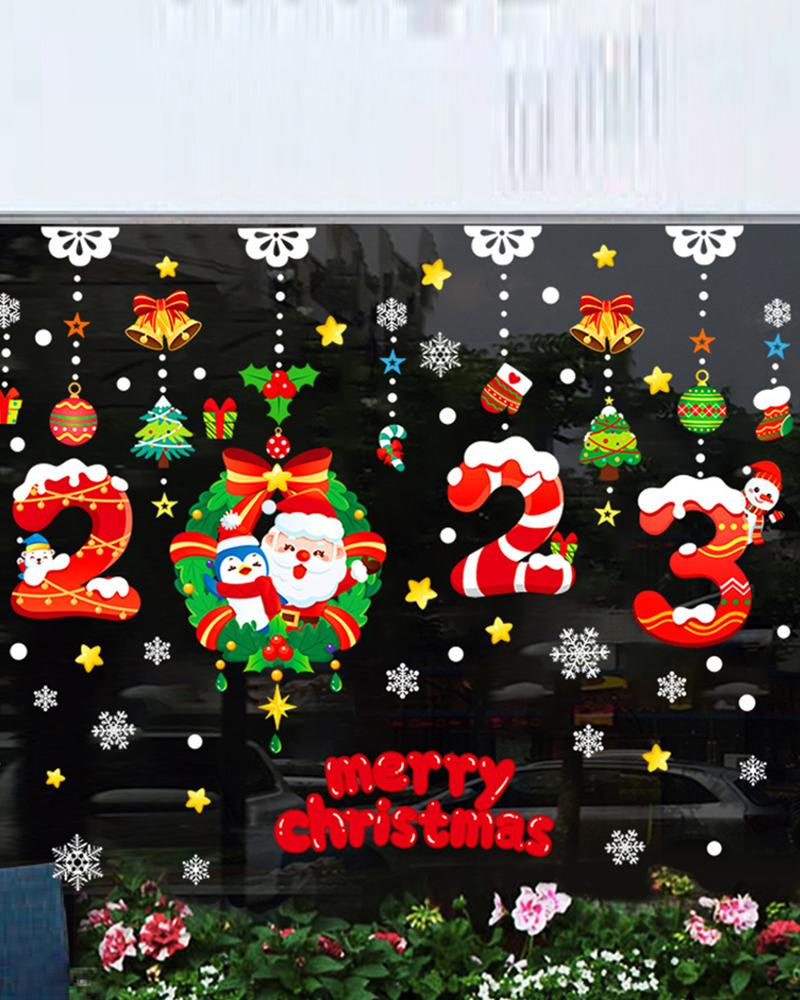 

Merry Christmas Numbers Removable Glass Window Stickers Wall Home Decor, Style1