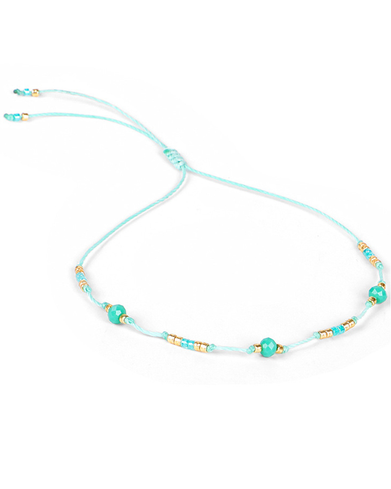 

Bohemian Colorful Clan Beaded Anklet, Lighted blue
