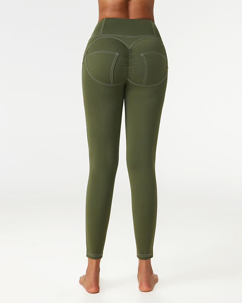 

Sporty Skinny High Waist Active Pants, Green