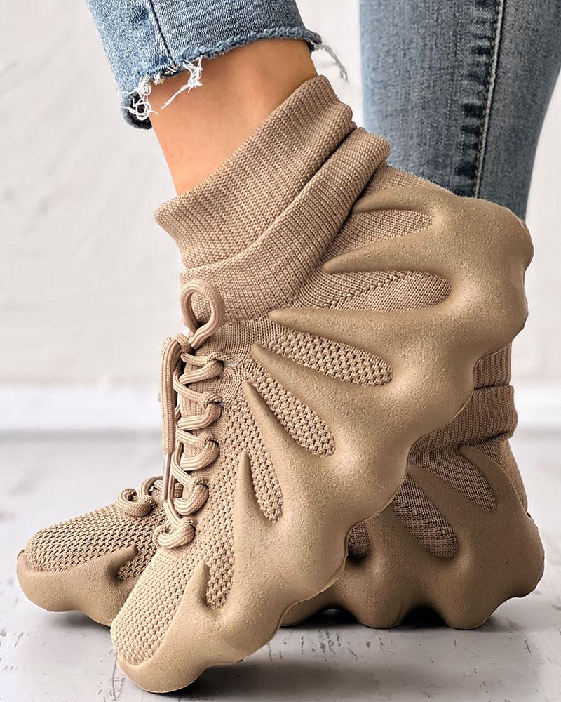

Lace-up Breathable Octopus Sneakers, Brown