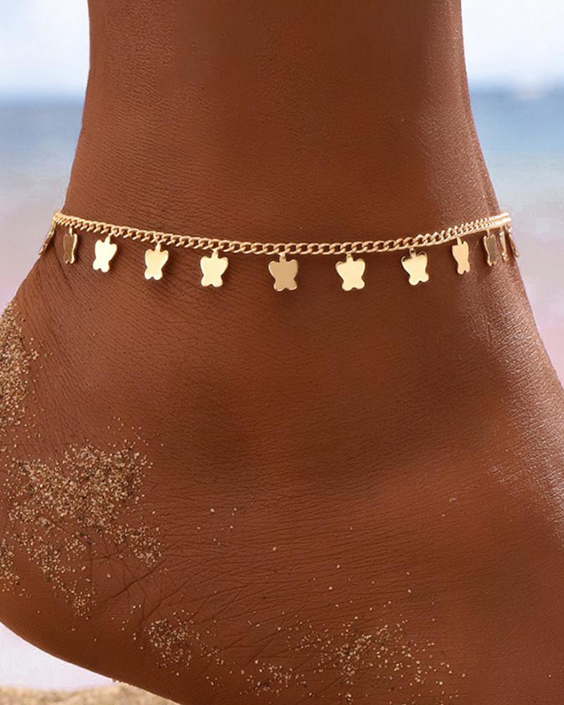 

1pc Butterfly Pattern Beach Chain Anklet, Gold